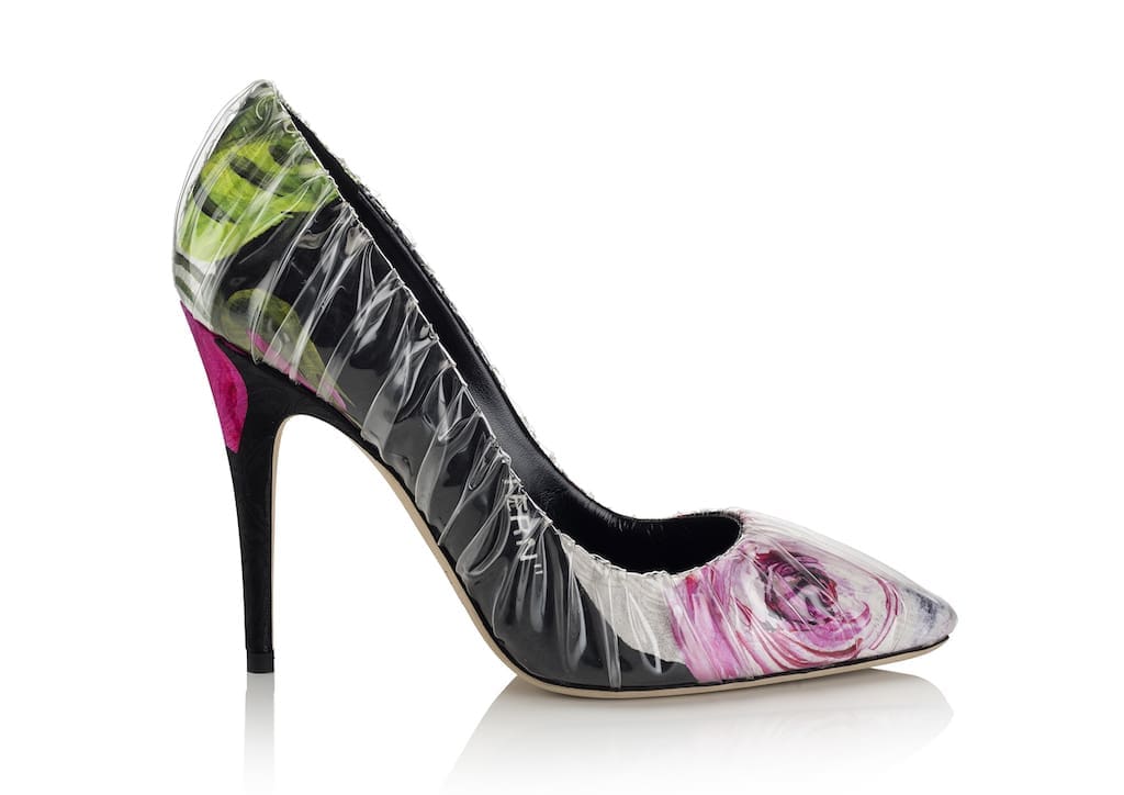 Jimmy Choo x Off-White™ SS18 - Anne 100 - Satin W Rouched Transparent Overlay - Floral Mix