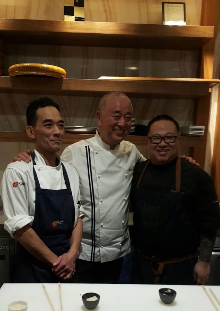 Nobu Manila Head Sushi Chef Kirika Oi, Nobu Matsuhisa, Nobu Manila Head Chef Michael de Jesus