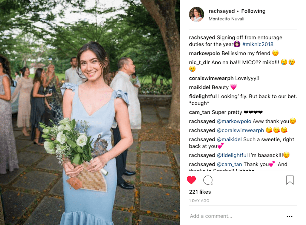 Wedding Day of Nicole Tantoco and Miko de los Reyes. Photograph courtesy of @rachsayed (Instagram)