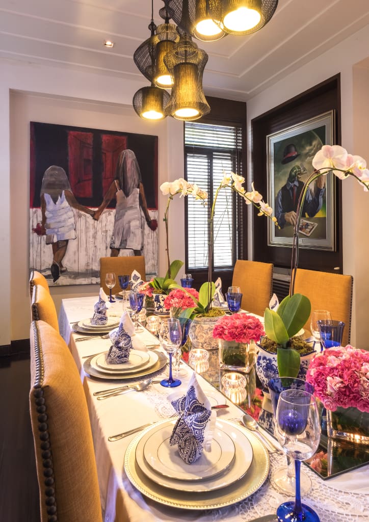 Mel Francisco chose a blue and white motif for her Moroccan-themed brunch with girlfriends (Photograph by Floyd Jhocson)