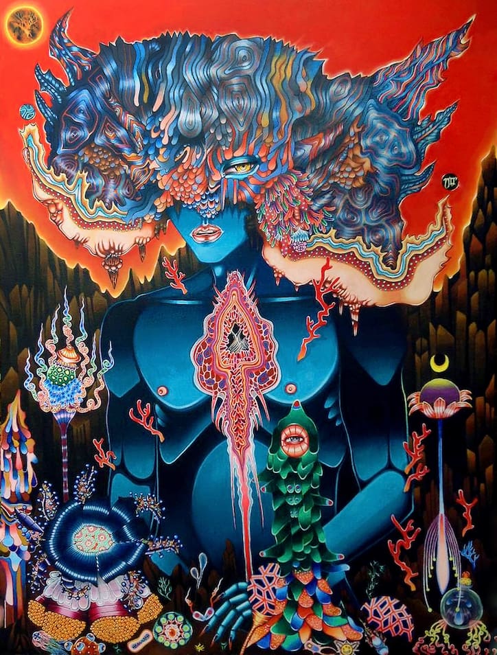 Roman Genaro Padilla, Primordial Quake (48 x 36 inches, acrylic on canvas, 2018)
