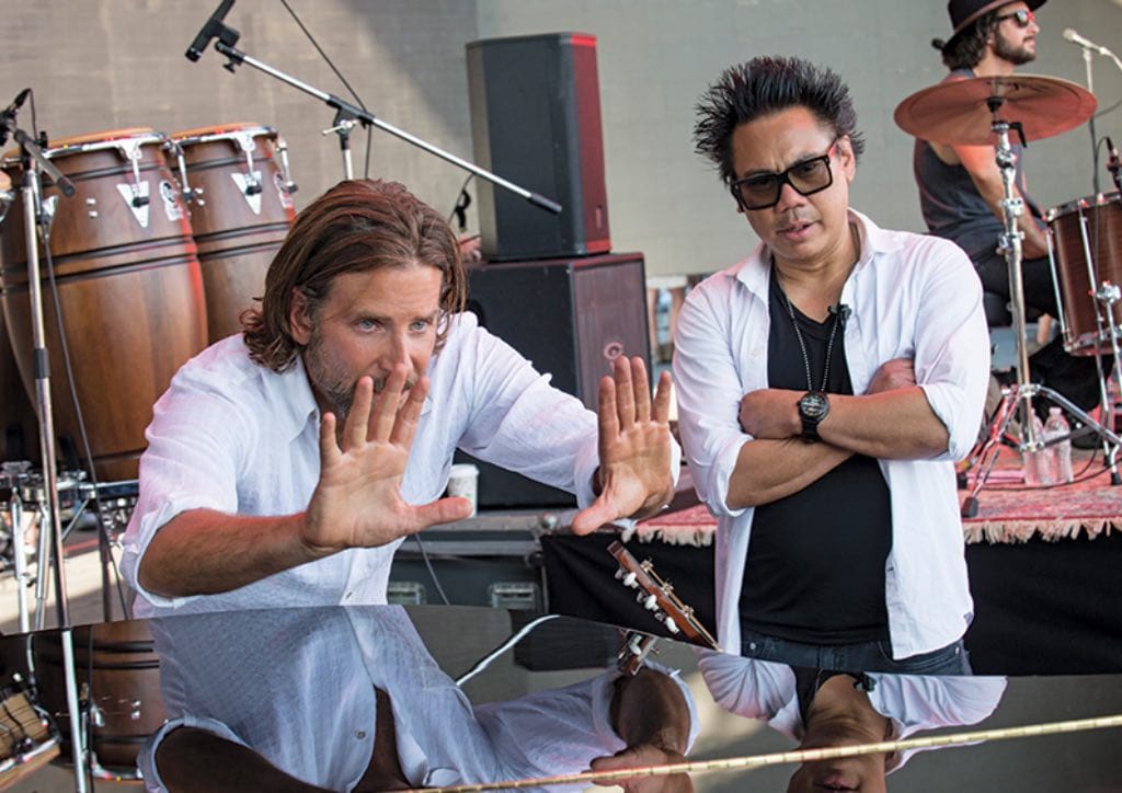 Matthew Libatique with Bradley Cooper on the set of A Star is Born