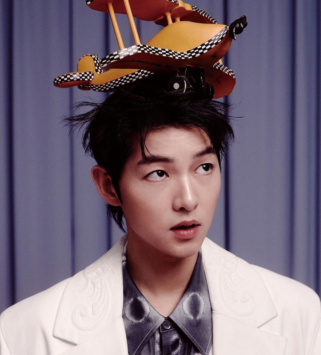 Song Joong-ki wearing Louis Vuitton for a photoshoot
