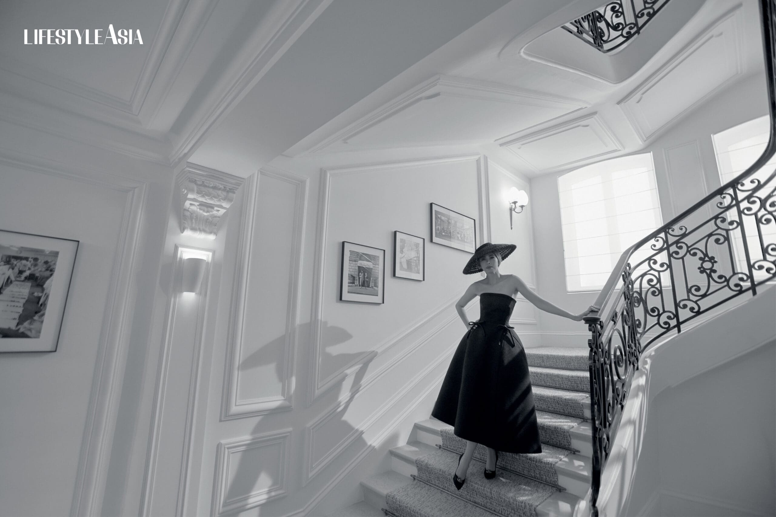 Freya Eduarte wearing Sonnet” dress, Autumn/Winter 1952, Haute Couture collection,