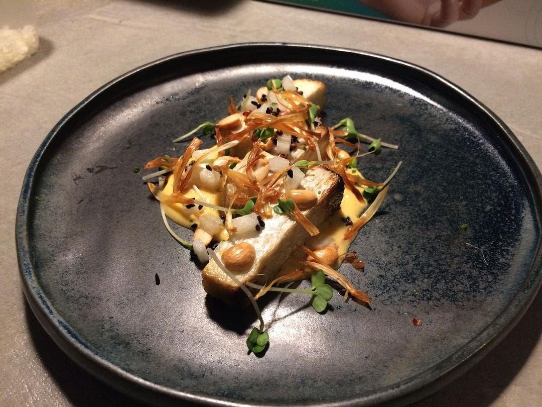 Heart of palm, peanuts, singkamas, egg yolk sauce, green langka