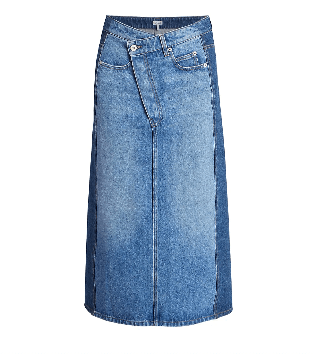 Loewe Trompe L'Oeil Denim Midi-Skirt