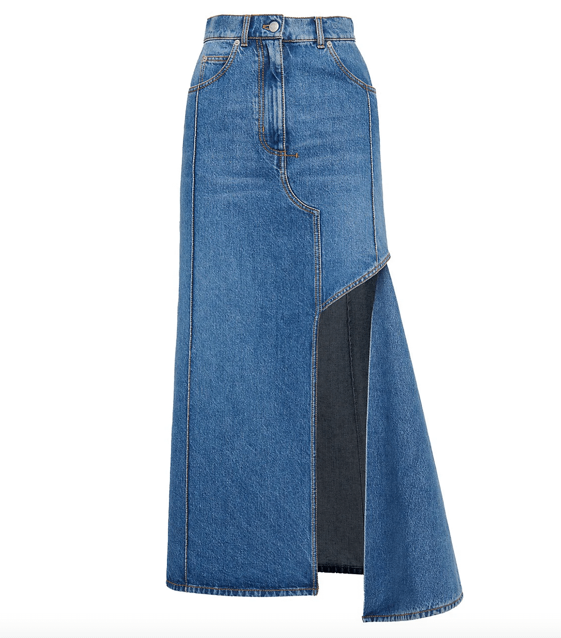 Alexander McQueen Denim Slash Midi-Skirt