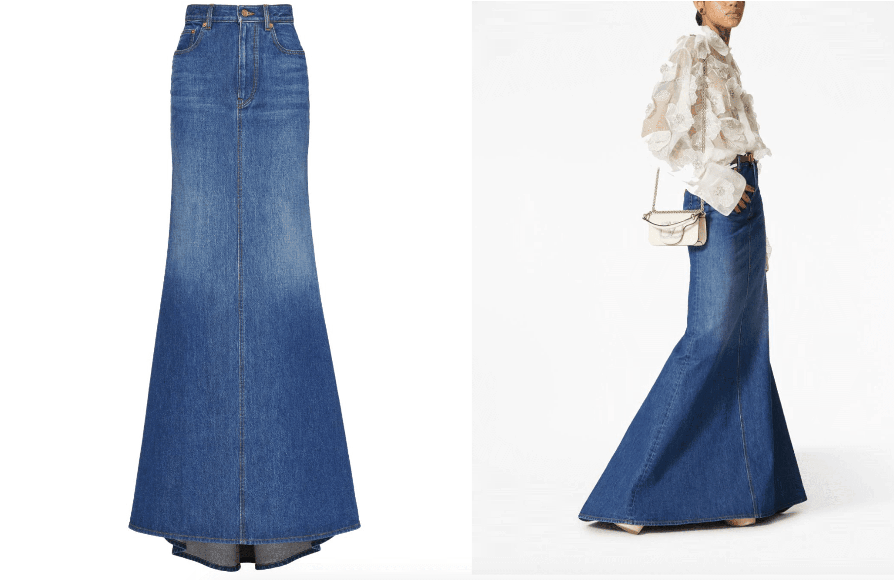 Valentino Garavani Long Denim Skirt