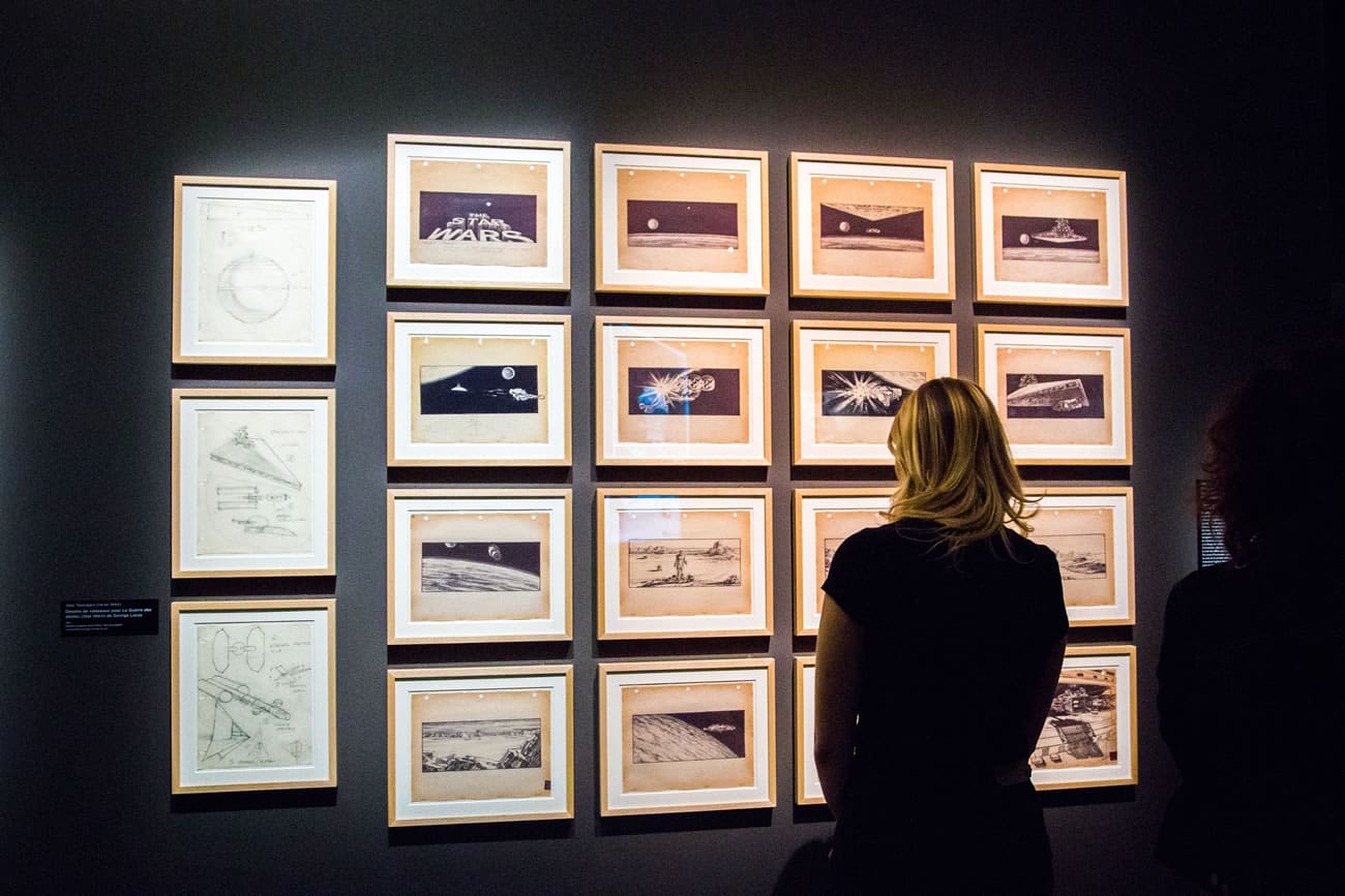 Early "Star Wars" storyboards inside the theater's Musée Méliès