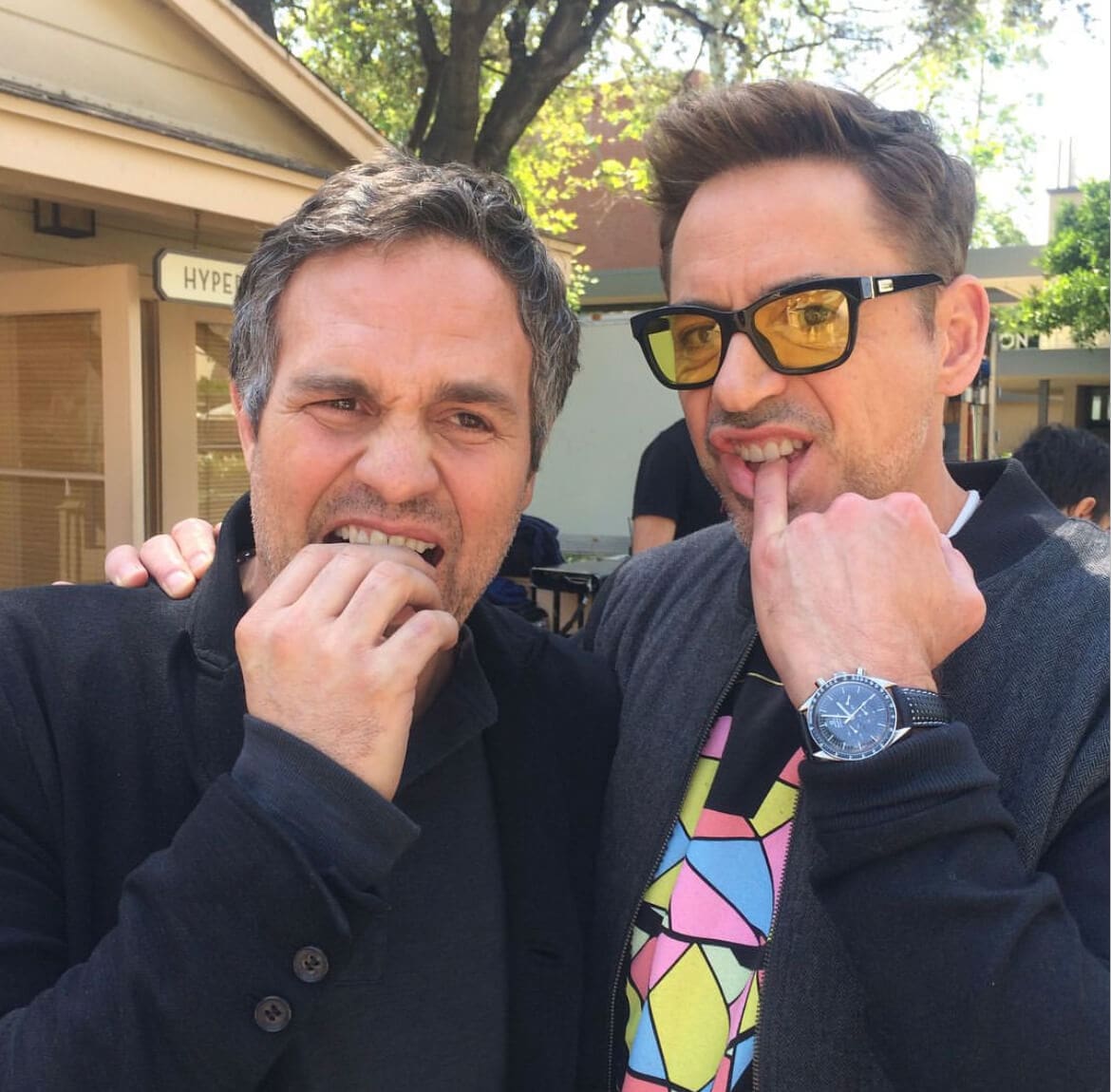 Robert Downey Jr. wearing an Omega Speedmaster Professional.