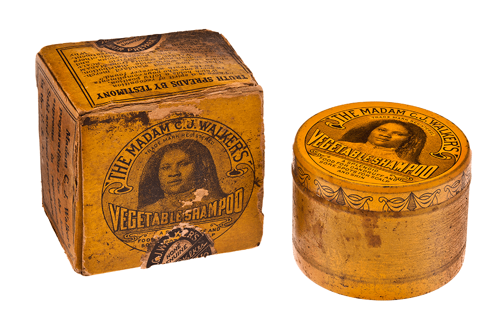 Madam C.J. Walker Manufacturing Co., Shampoo tin and original box (1910–1920)