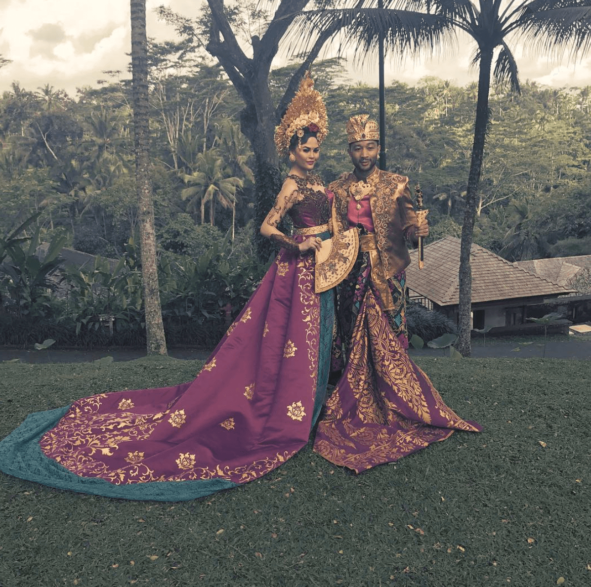 Chrissy Teigen posted this with a caption "We had the most beautiful, wonderful time in Bali. Como Shambhala, my body and mind have never felt so clear. Thank you for getting me to move again (first time since I was 8 months pregnant and Luna is ummmm 15 months old) and giving me some much-needed body and nutrition schooling! And thank you for dressing us in your beautiful, traditional ceremonial costumes! And don't worry, everyone. I still love me some .99 two tacos. Balance! #notbeingpaidtosaythis"