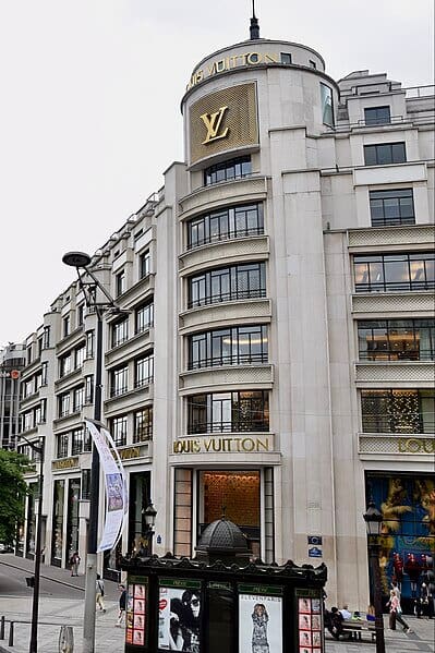 LOUIS VUITTON headquarters and flagship store on CHAMPS ELYSEES, PARIS, France.