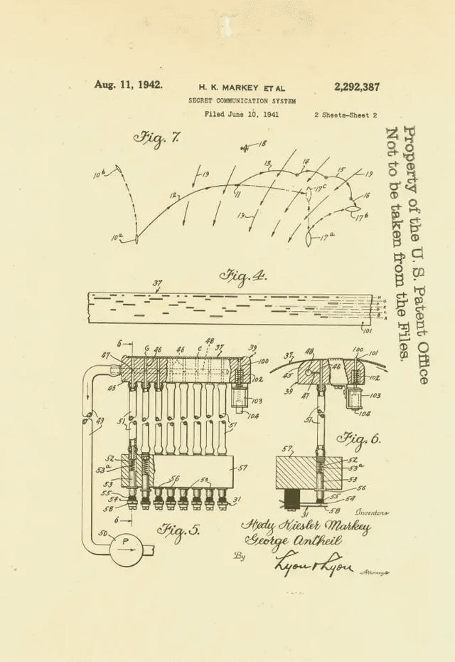 A page from Hedy Lamarr’s patent