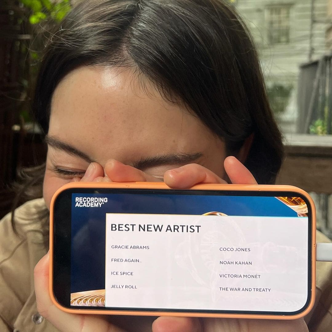 Gracie Abrams shows her name is in the category Best New Artist