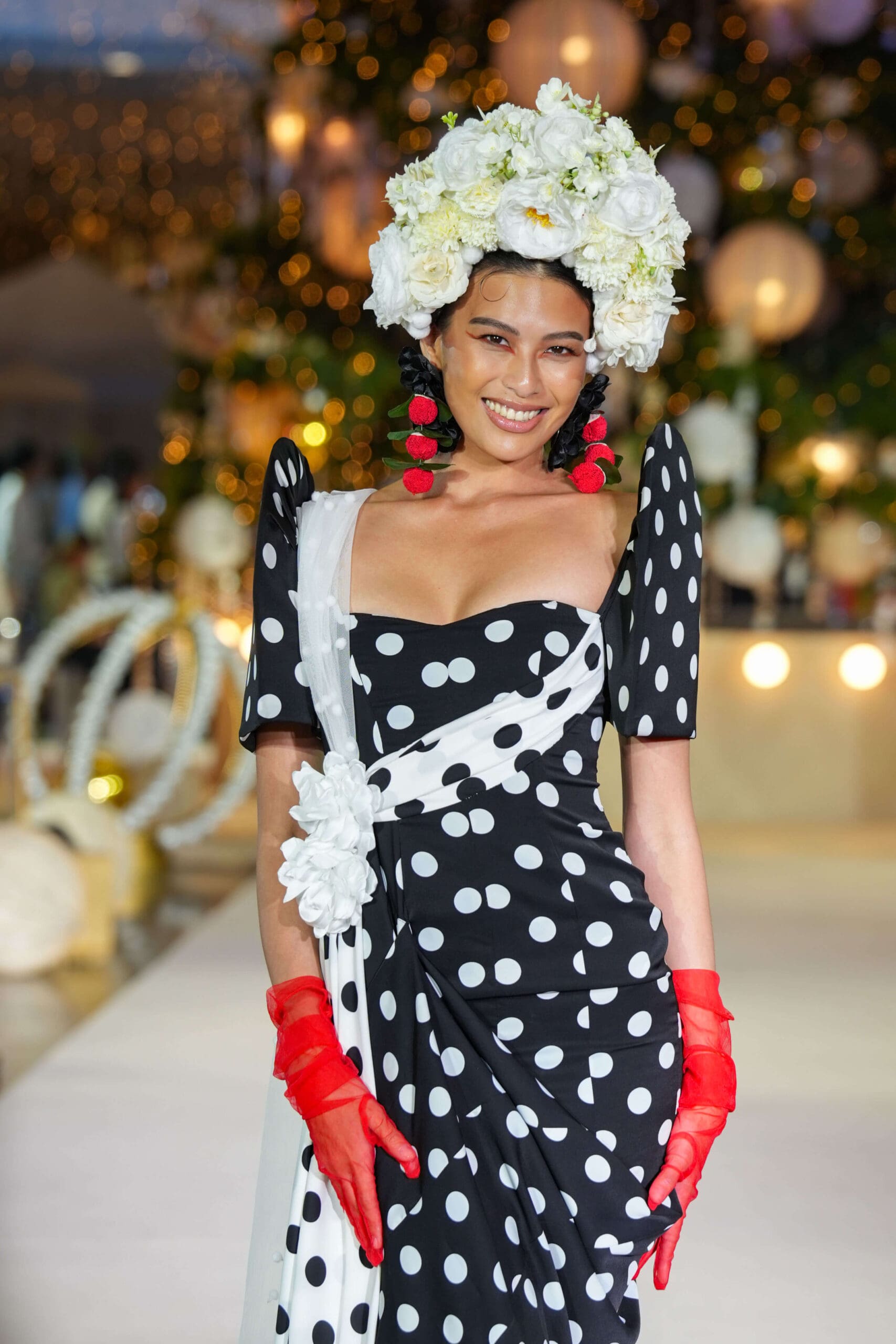 Miss Universe Philippines 2023 Michelle Dee walks the runway for avant-garde fashion designer Lesley Mobo