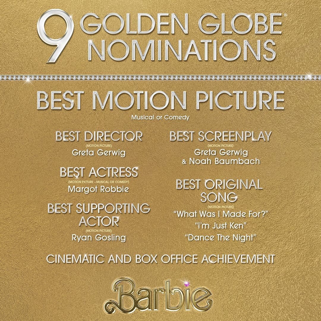 Barbie’s Golden Globe nominations