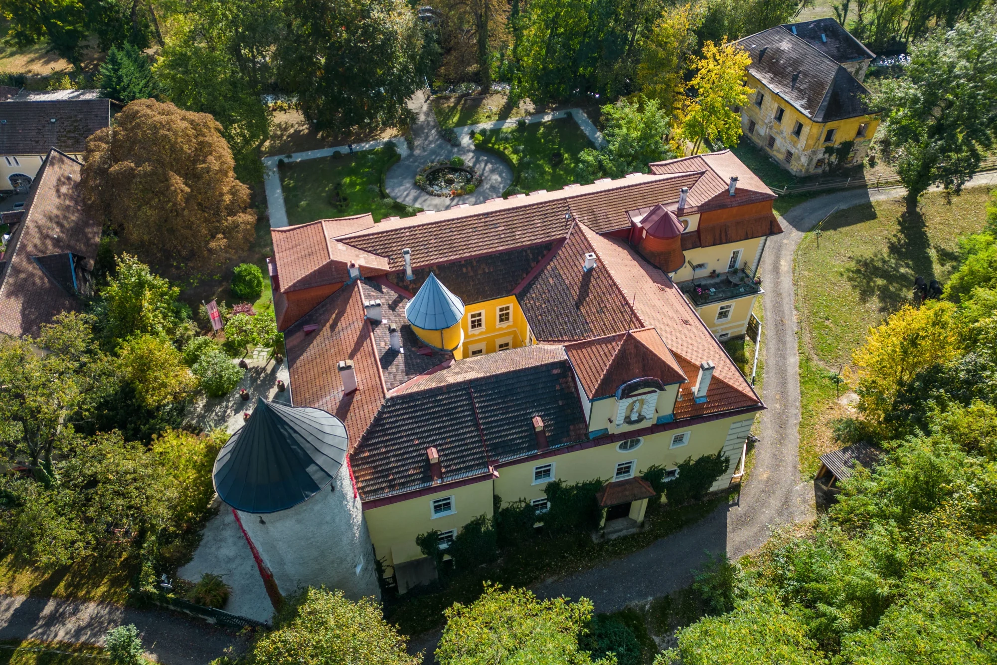 An aerial view of the whole estate