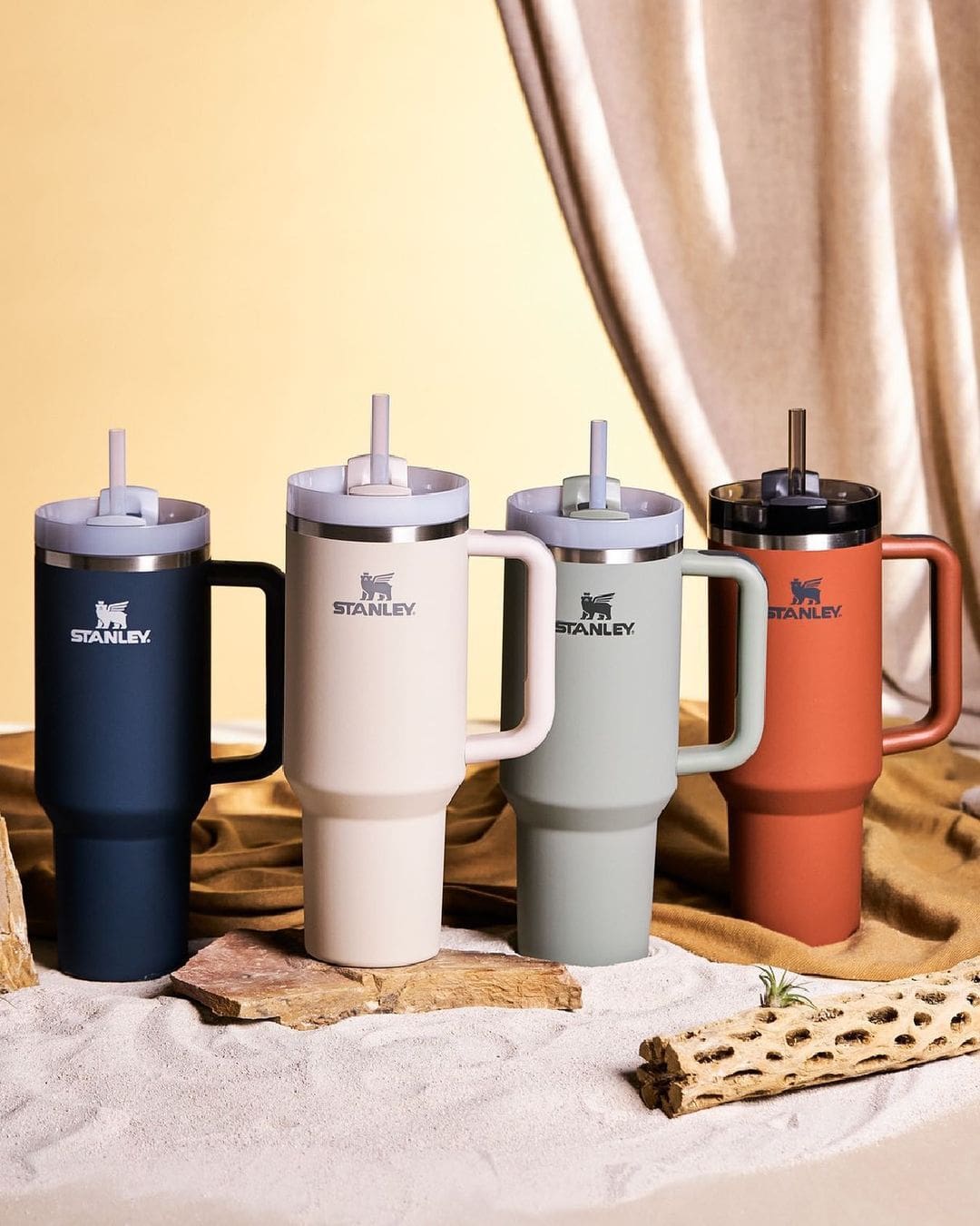 Quencher H2.0 FlowState™ tumblers in neutral and earthy colors