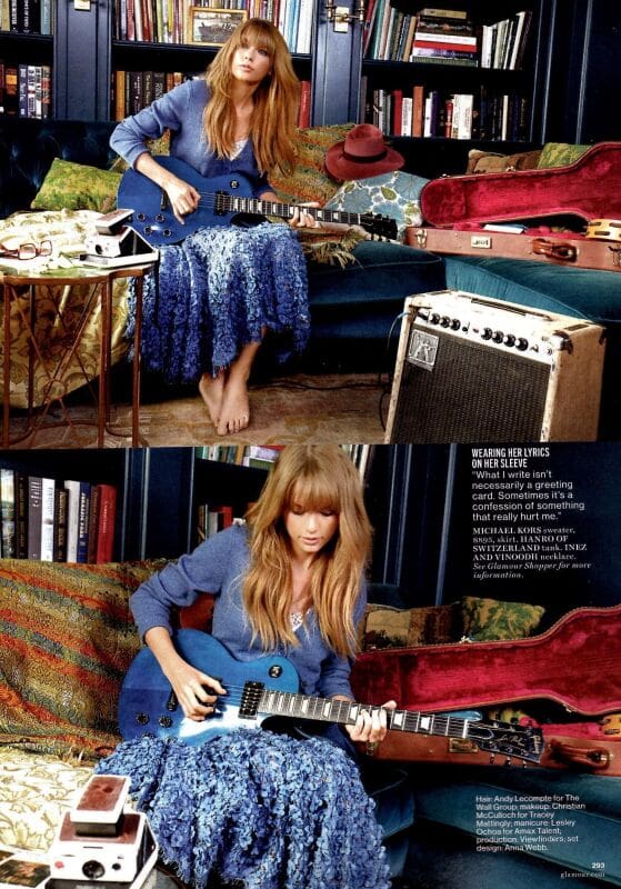 Taylor Swift's "Glamour" shoot highlighted where she used the 1991 Gibson guitar and the rest of the props which are also for auction. 