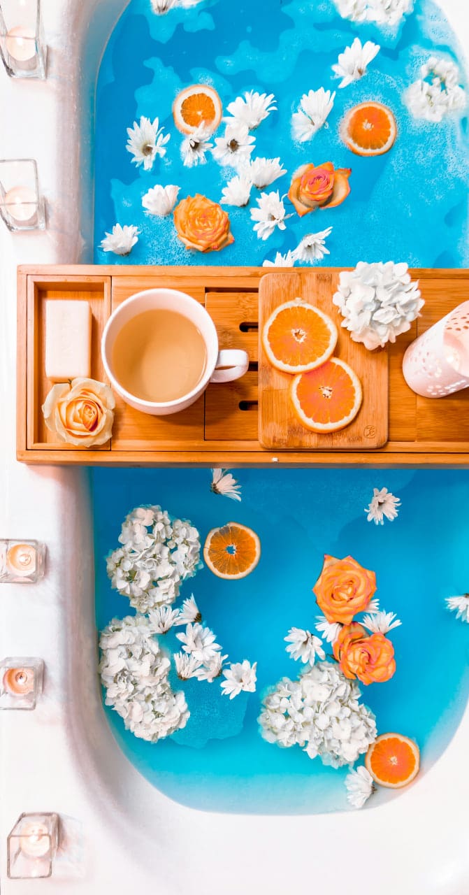 Arranging a comfortable bath with your favorite drink and something to read or watch is one step closer to healing.