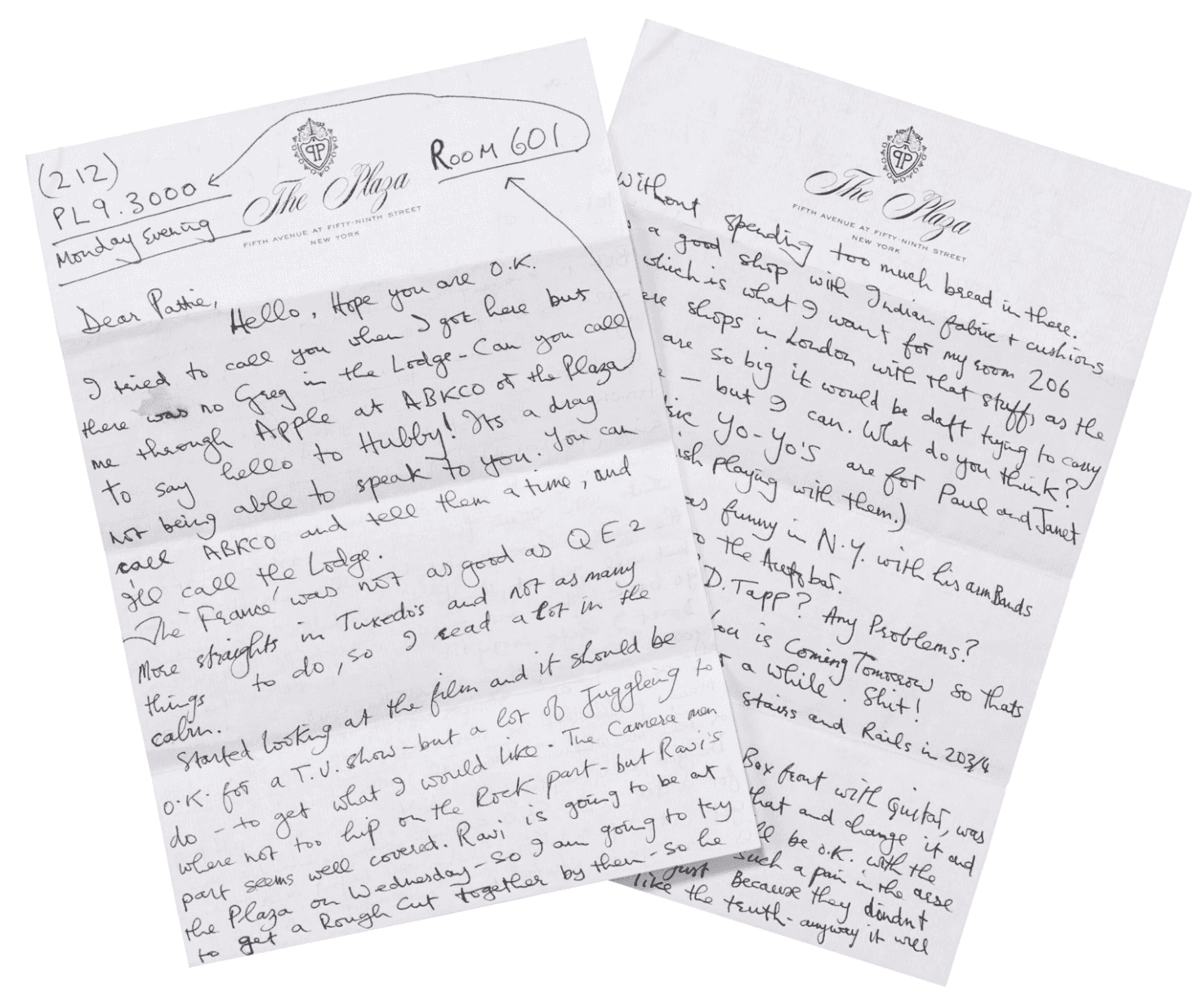 One of many of George Harrison’s letter to Pattie Boyd for auction