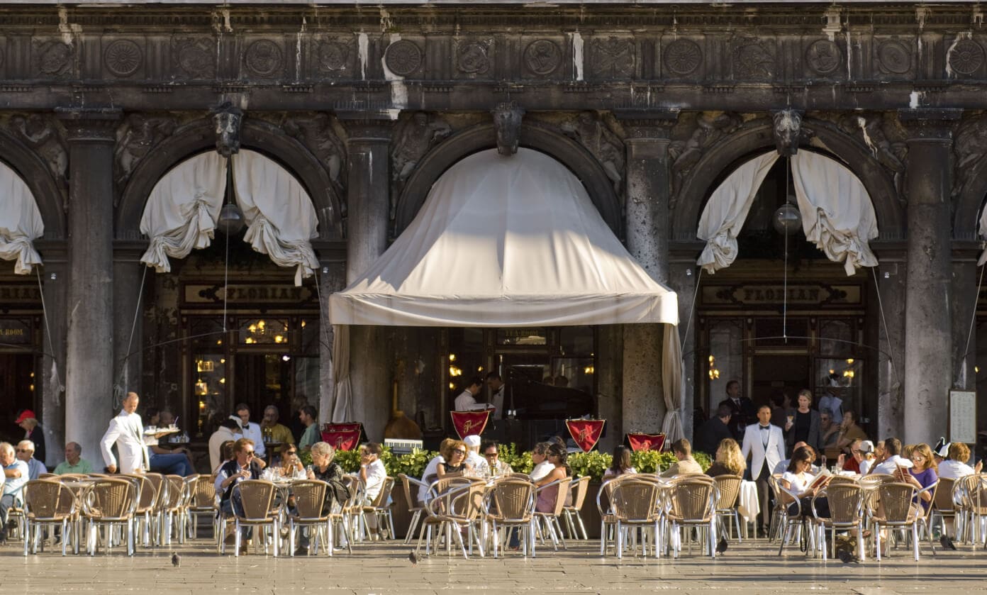 The facade of Caffè Florian in Venice, Italy