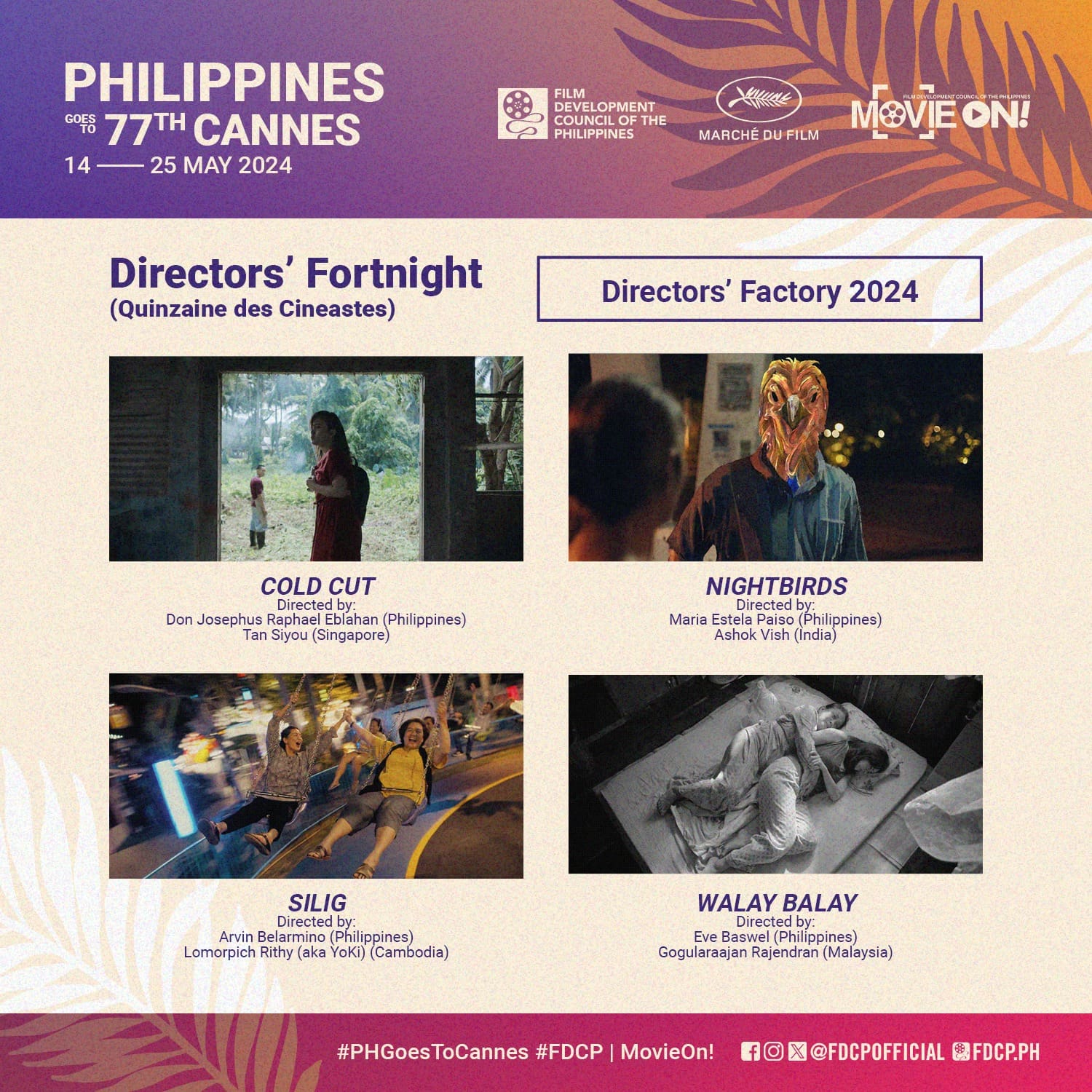 Four Filipino films participate at the Directors’ Fortnight under the Directors’ Factory 2024 program
