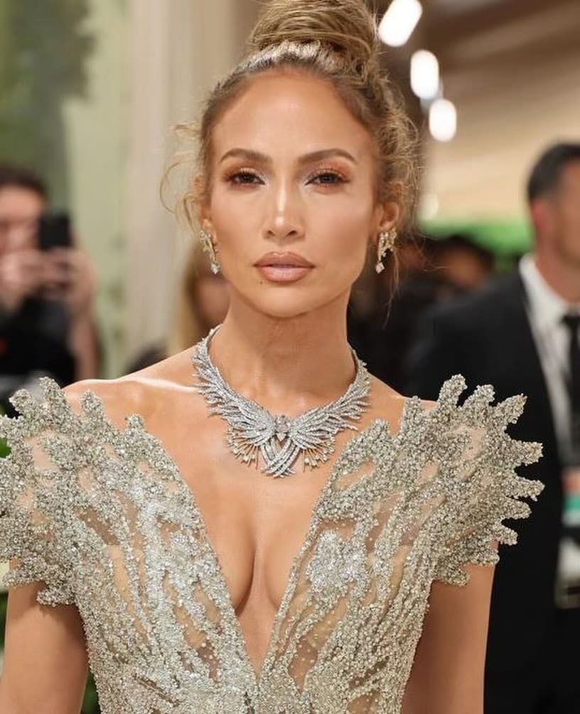 Jennifer Lopez wearing Tiffany & Co. at the Met Gala