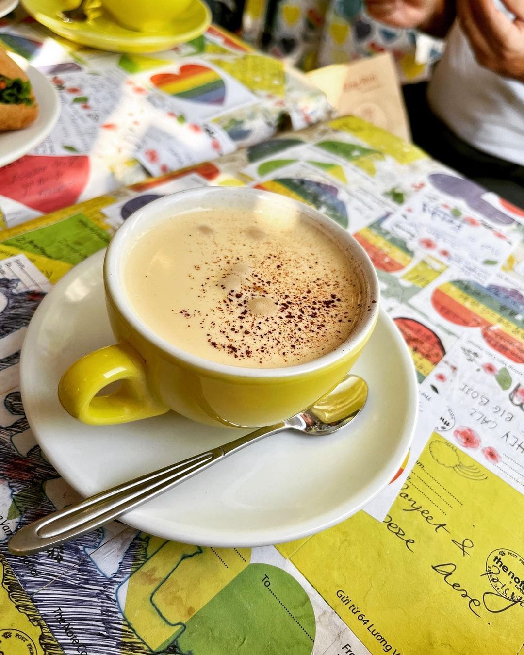 Egg coffee at The Note Coffee and a sweet note from the hundreds on its walls and tables