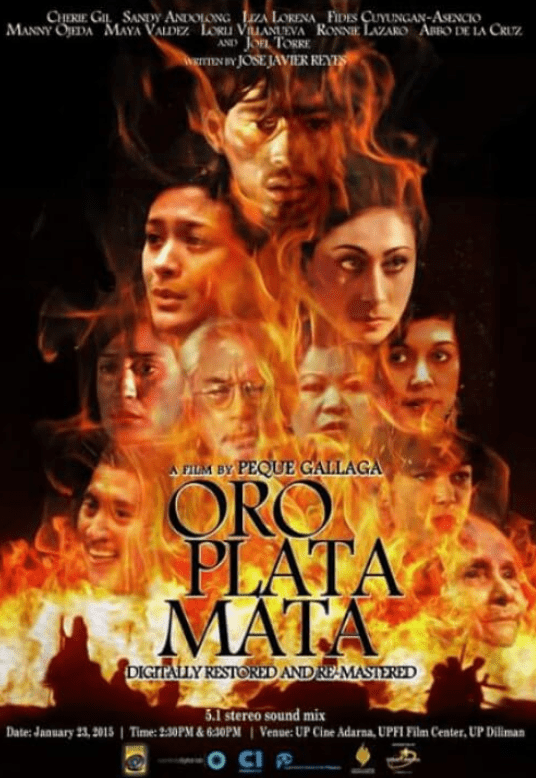 An official poster for "Oro, Plata, Mata"