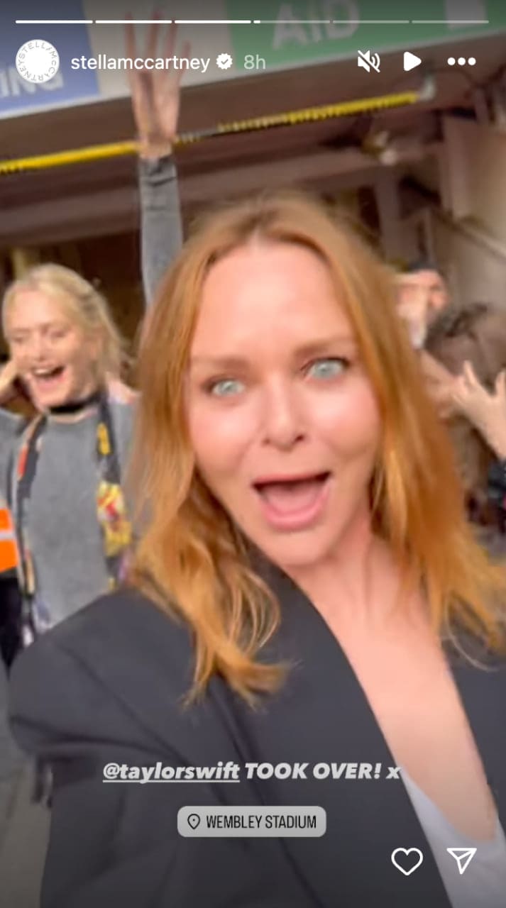 A screenshot from Stella McCartney’s Instagram stories as she enters the Wembley Stadium