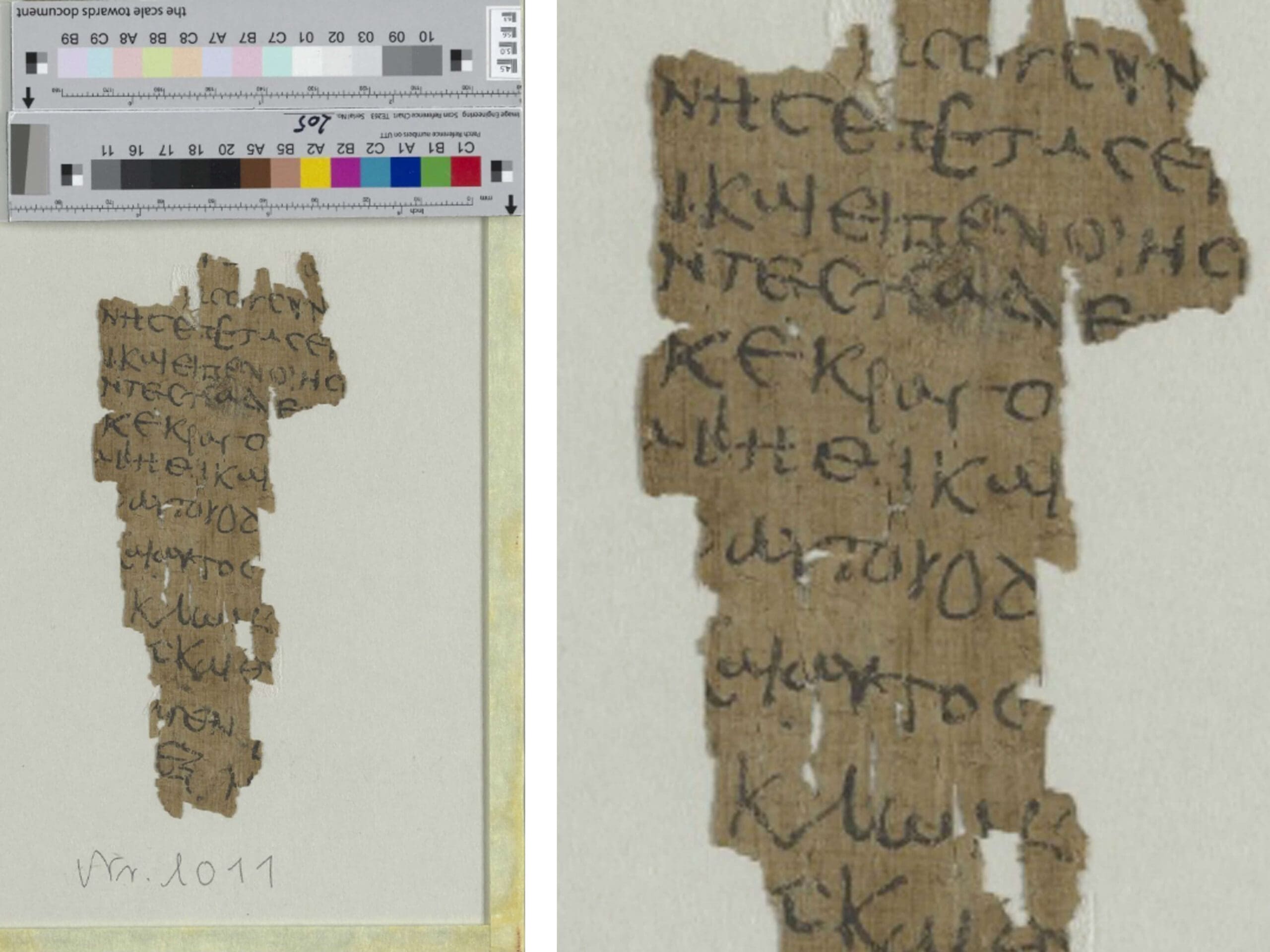 The papyrus fragment from the oldest manuscript of the Infancy Gospel of Thomas