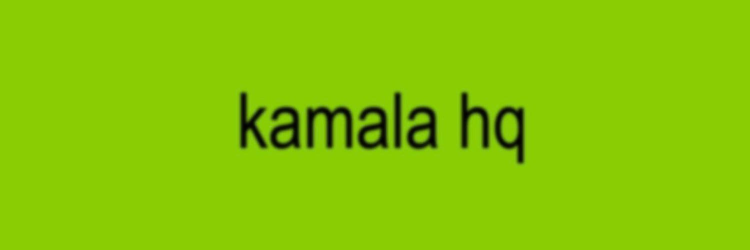 The Kamala HQ banner in the style of Charli XCX's "Brat" album cover