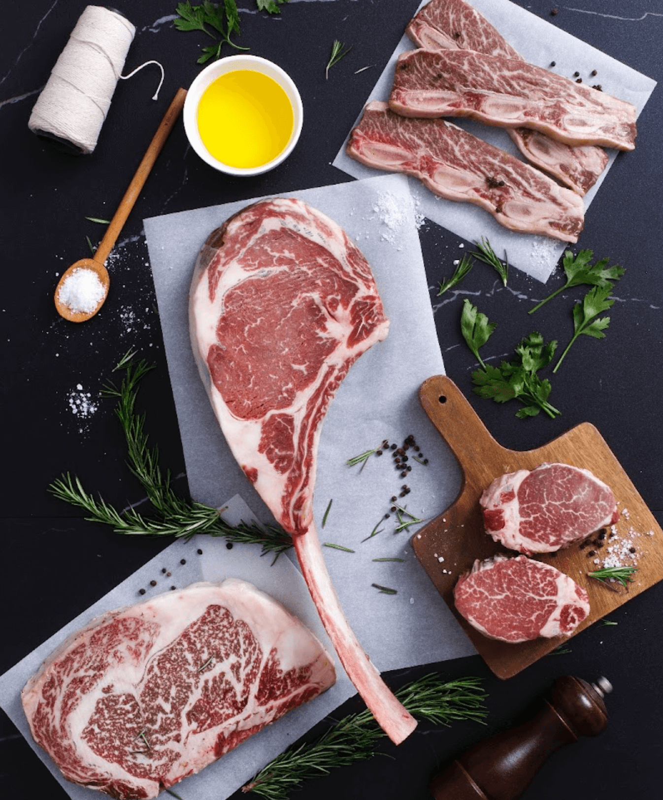 LEFT: Indulge in charcuterie or cheeses from The Dairy and The Charcutier selections at Joel's Place. RIGHT: Premium-quality meat at Joel's Place.