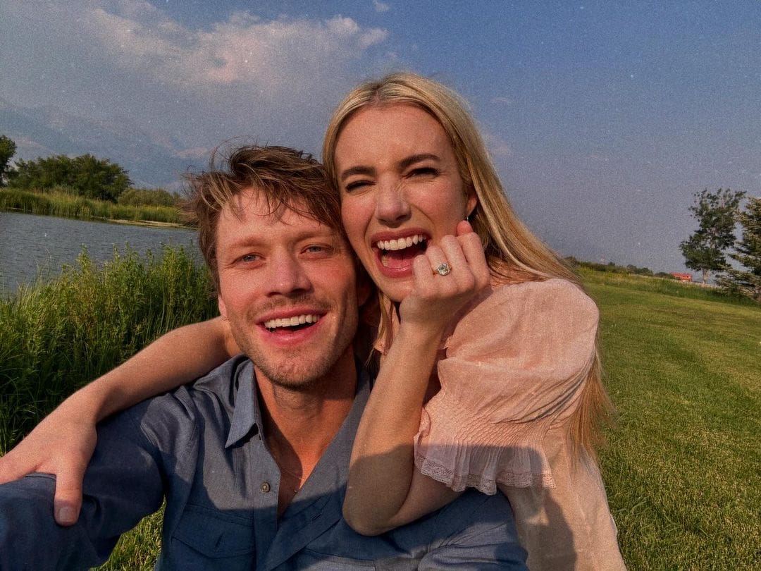 Emma Roberts shows off her engagement ring with her husband-to-be, Cody John