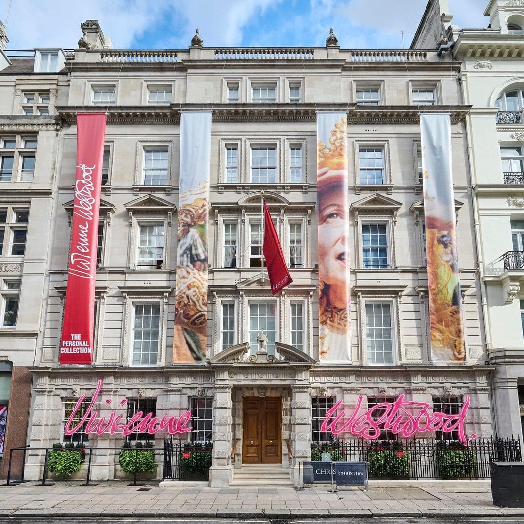 The pink neon sign for the Vivienne Westwood pre-auction exhibit