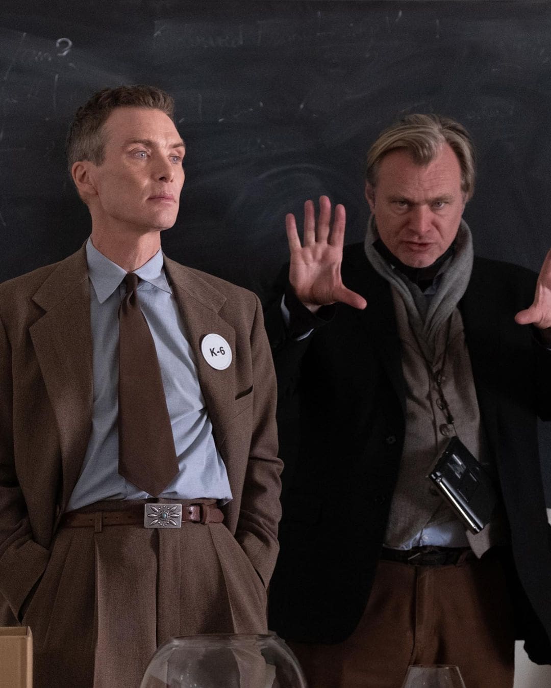 Cillian Murphy and Christopher Nolan on the set of Oppenheimer