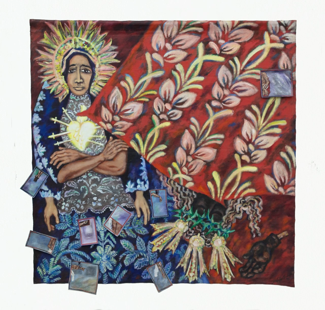 “Tutol ni Dolorosa” (1991, acrylic on canvas) by Imelda Cajipe Endaya