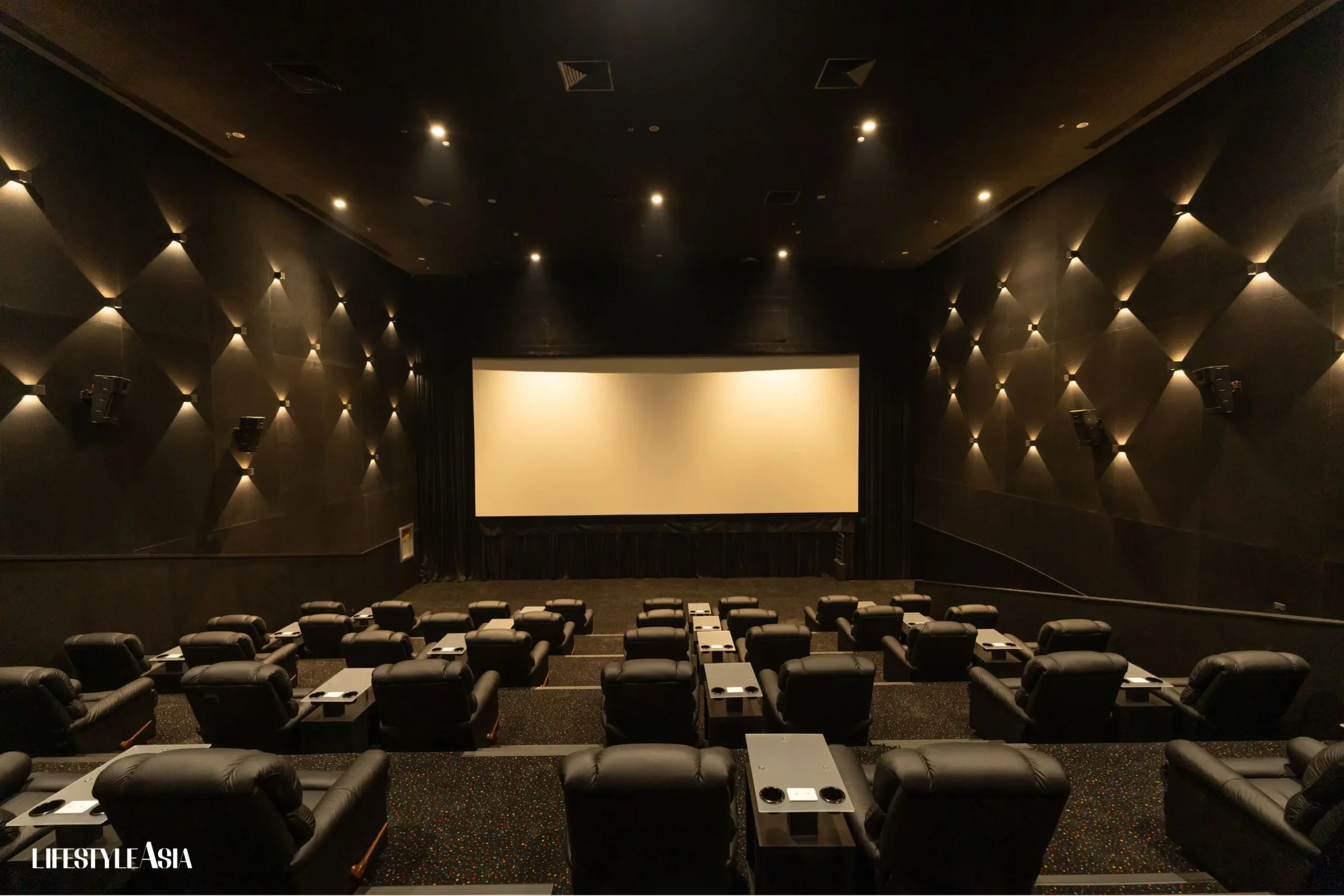 Inside the sleek screening room of Wolfgang's Premiere Lounge cinema