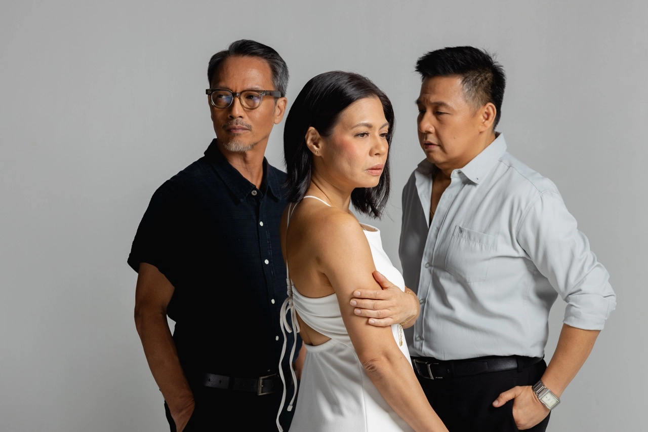 Nor Domingo as Jerry, Missy Maramara as Emma, and Ron Capinding as Robert in the upcoming production of "Kaliwaan"